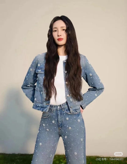 ma 25ss beaded denim jacket