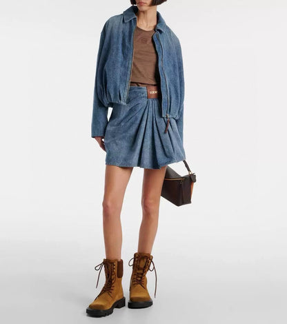 25ss pleated denim jacket