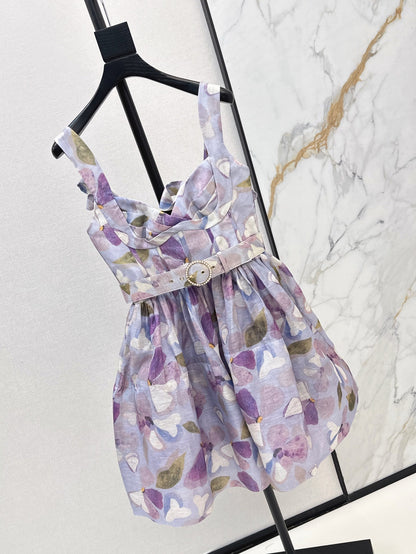 25ss Silk linen floral dress