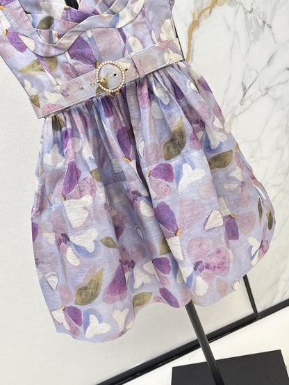 25ss Silk linen floral dress
