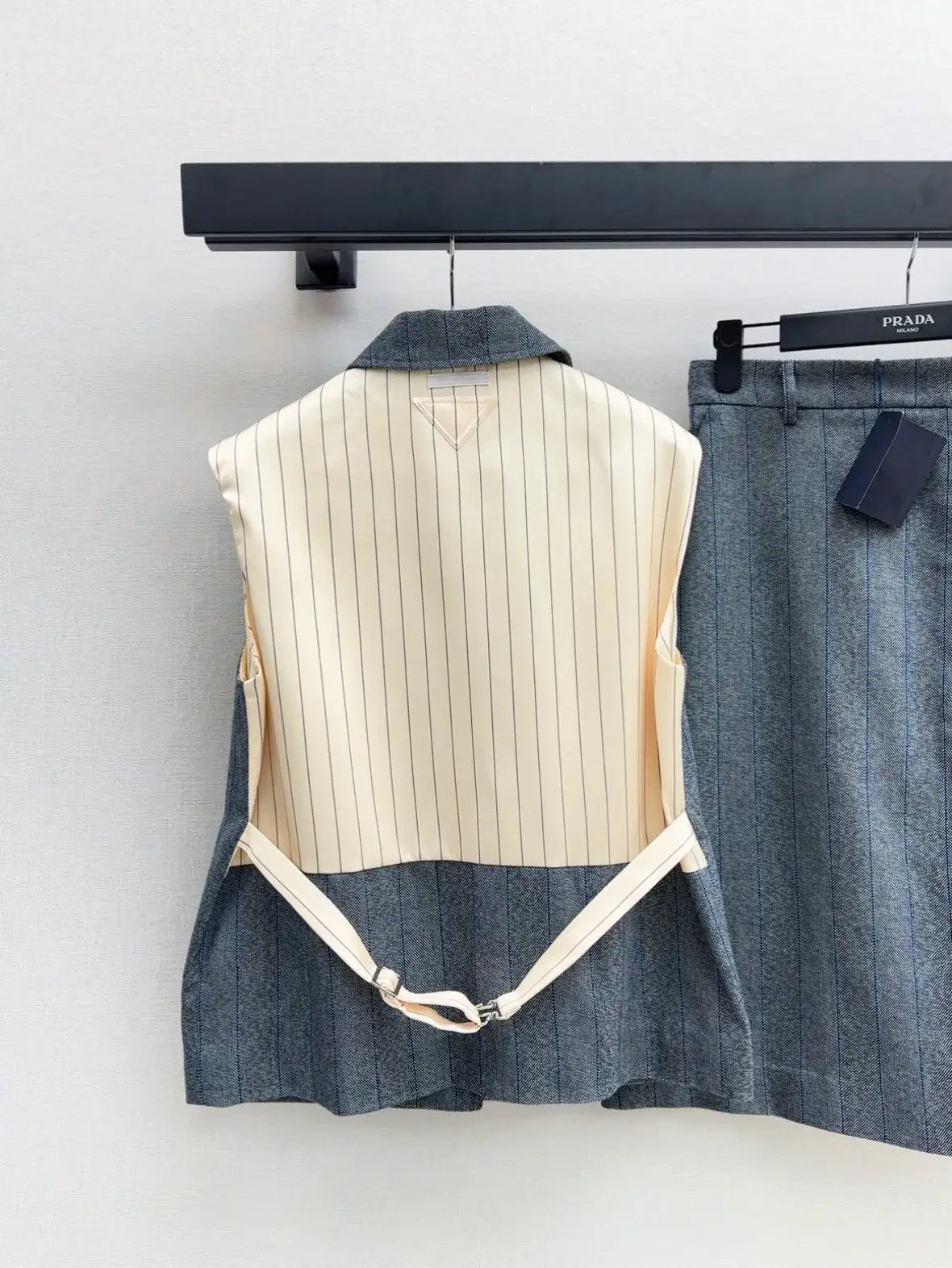 Premium Gray Striped Blazer Vest