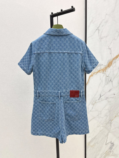 25ss jacquard denim jumpsuit