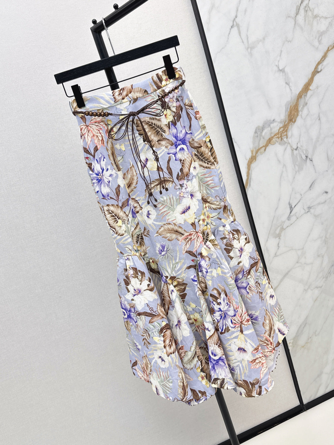 25ss print linen skirt