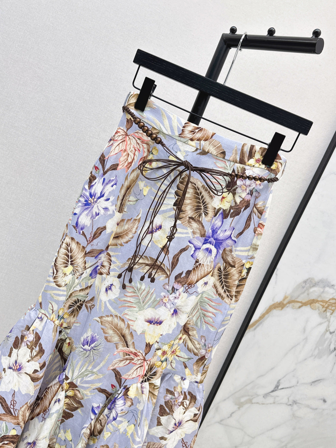 25ss print linen skirt