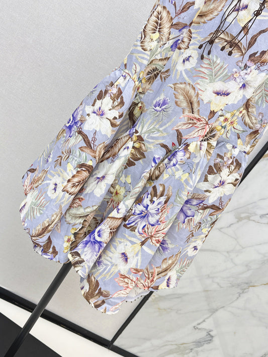 25ss print linen skirt