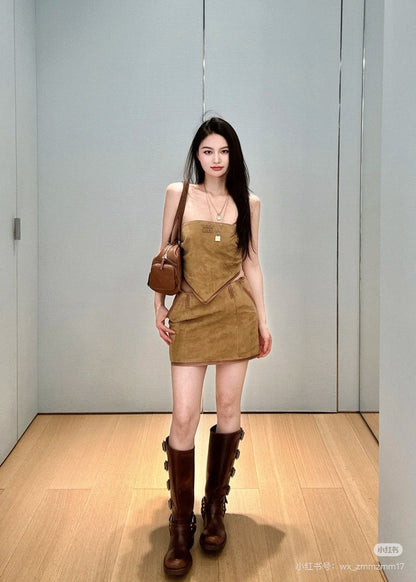 25ss suede skirt