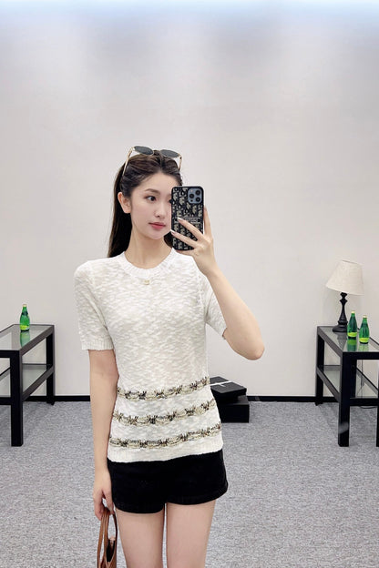 25 new product Embroidered knitted short sleeves