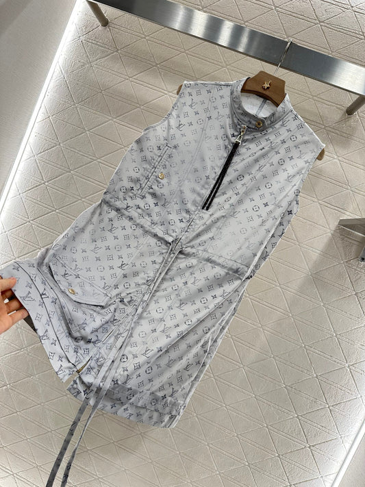 New Arrival Zippered Printed Vest Dress