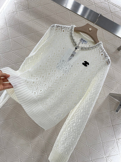 2025 new product Pearl hollow long sleeves