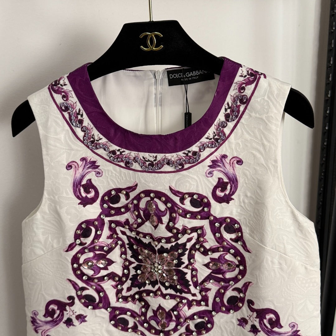 25 New Retro Jacquard Vest Dress