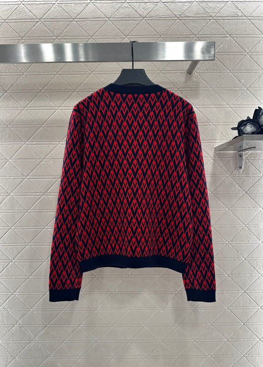 25fw new round neck jacquard knitted cardigan