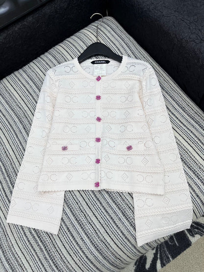 25fw new crochet round neck cardigan