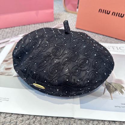 Letter rhinestone beret