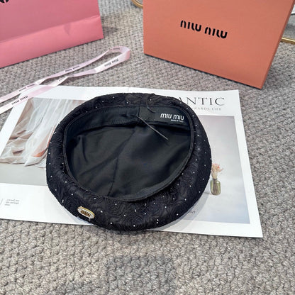 Letter rhinestone beret