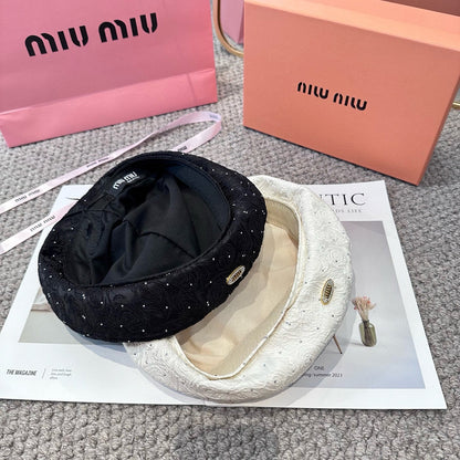 Letter rhinestone beret