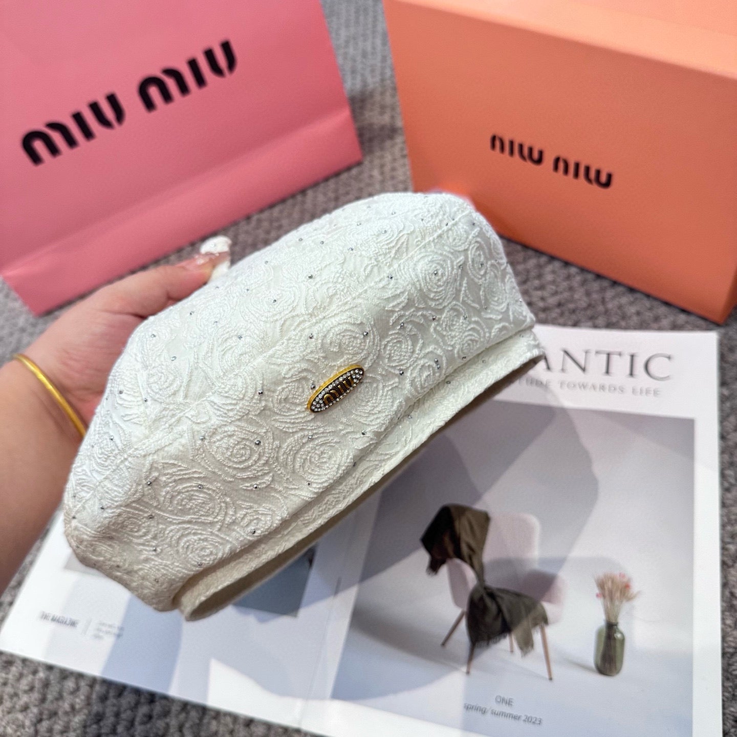 Letter rhinestone beret