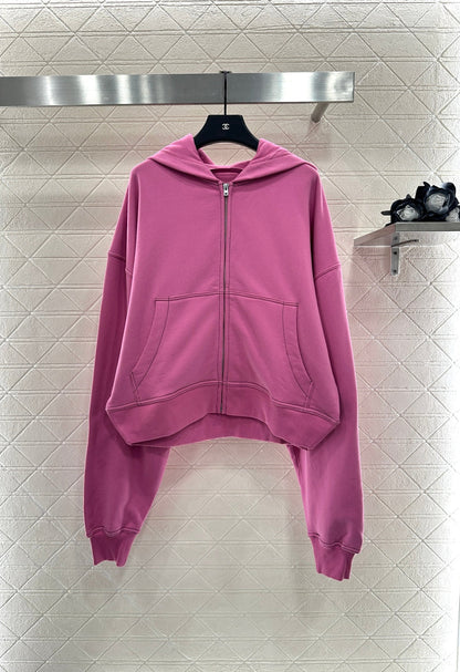 25fw new fleece hooded zippered jacket