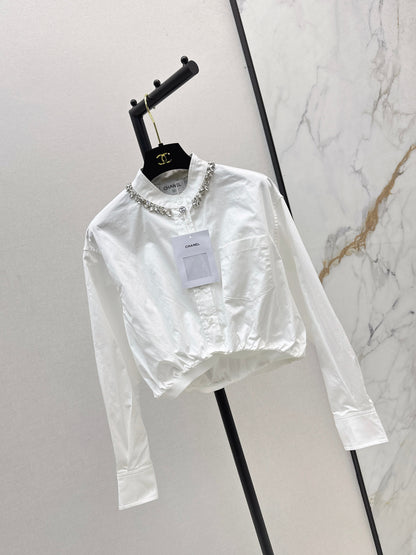 25fw new rhinestone short shirt