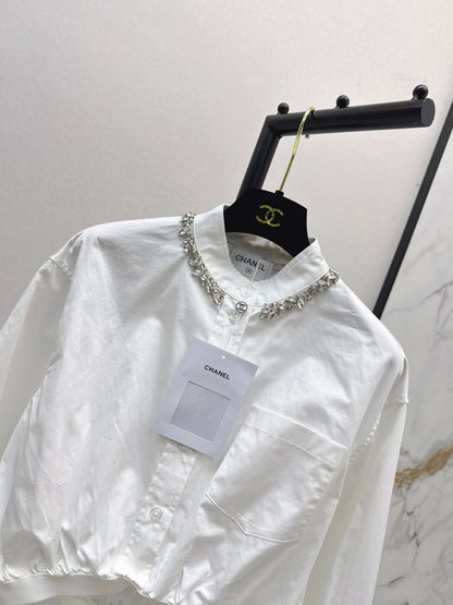 25fw new rhinestone short shirt