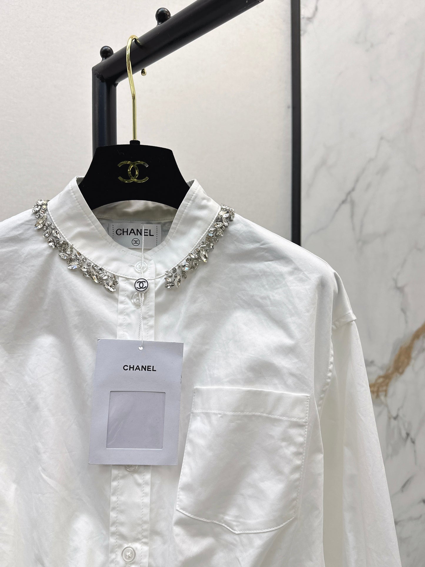 25fw new rhinestone short shirt
