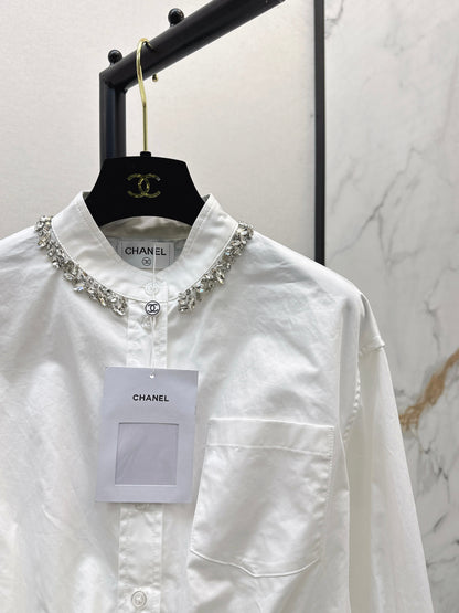 25fw new rhinestone short shirt