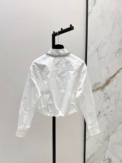 25fw new rhinestone short shirt