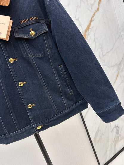 25fw new contrast color lapel denim cotton jacket