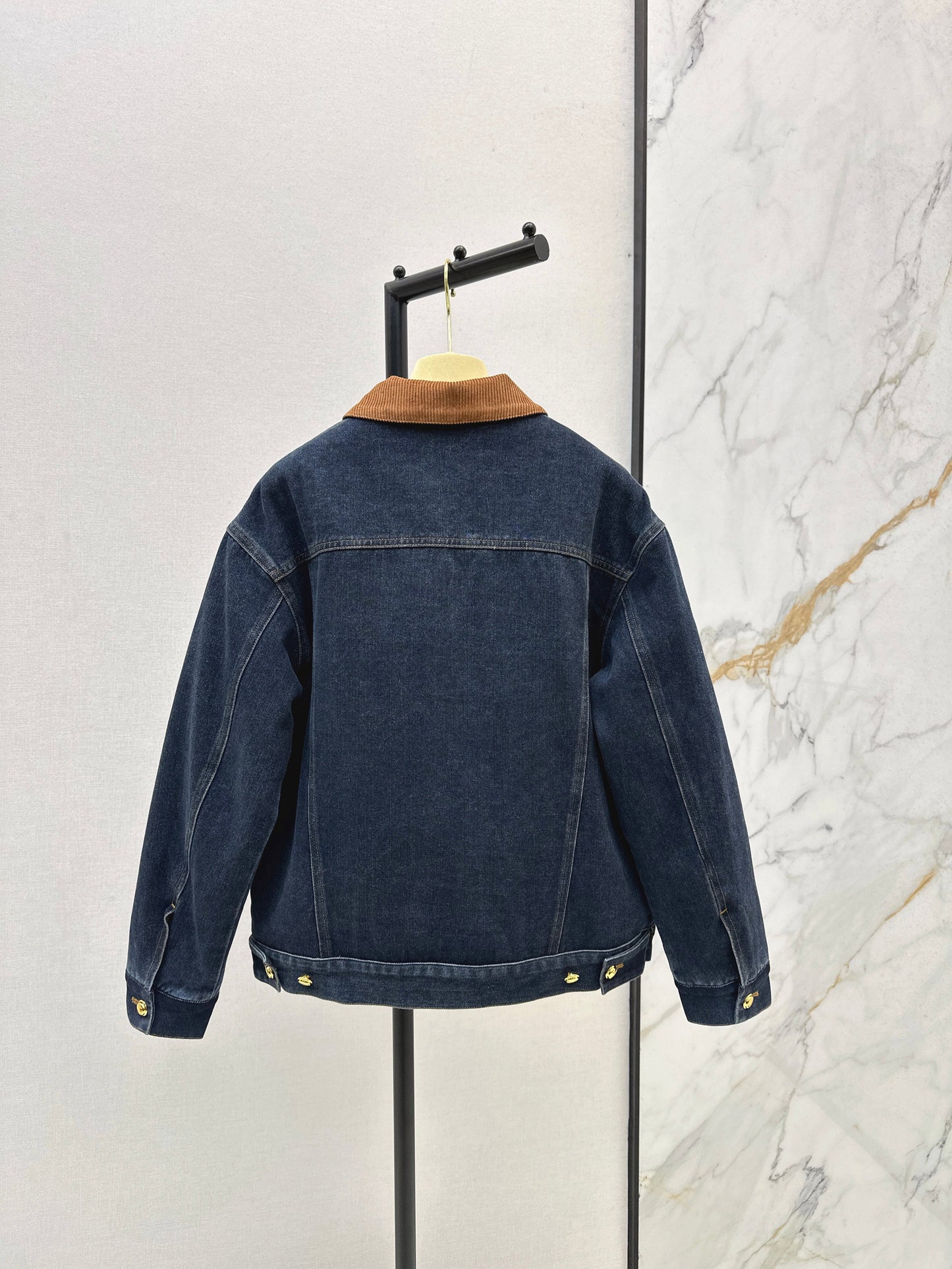 25fw new contrast color lapel denim cotton jacket