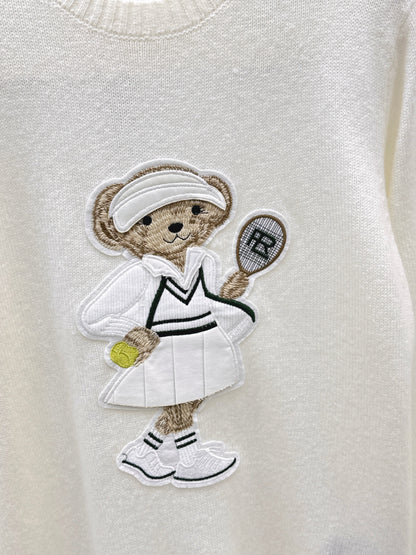25fw new bear embroidered round neck sweater