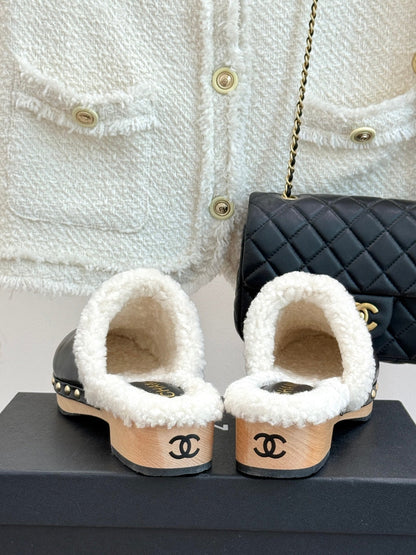 25 New Solid Wood Sole Thick-Sole Half Slippers