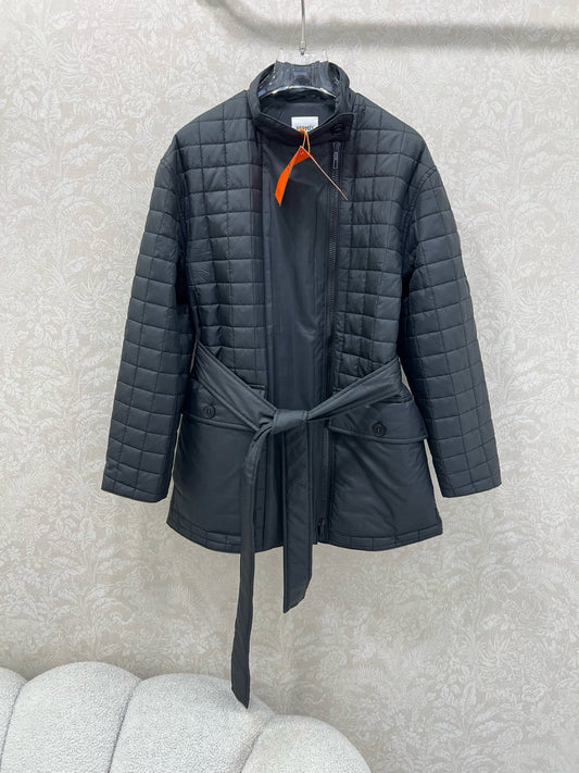 25 Stand up collar zipper medium length nylon cotton jacket