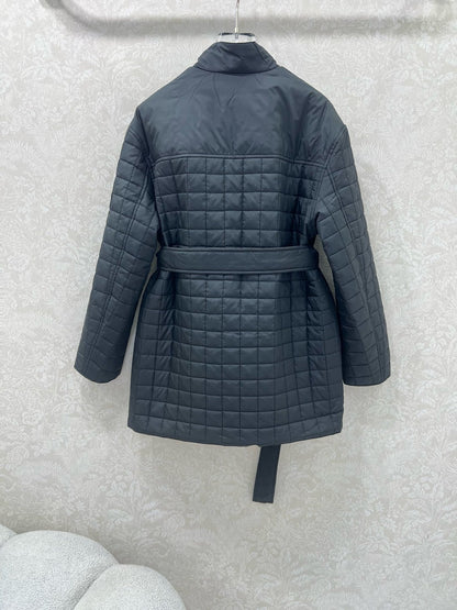 25 Stand up collar zipper medium length nylon cotton jacket