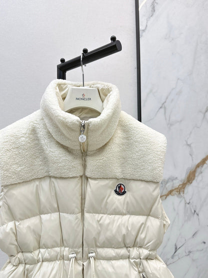 25 New environmentally friendly lambswool down jacket vest(White/Black)