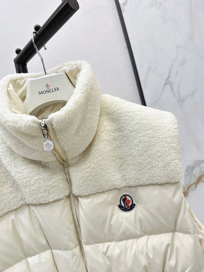 25 New environmentally friendly lambswool down jacket vest(White/Black)