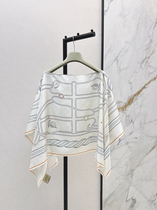 25fw new holiday floral silk cape shawl