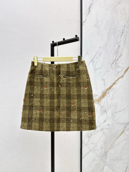 25 Plaid Series Beaded Sequin Shorts