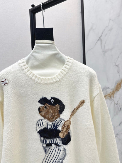 25fw new baseball bear pullover sweater