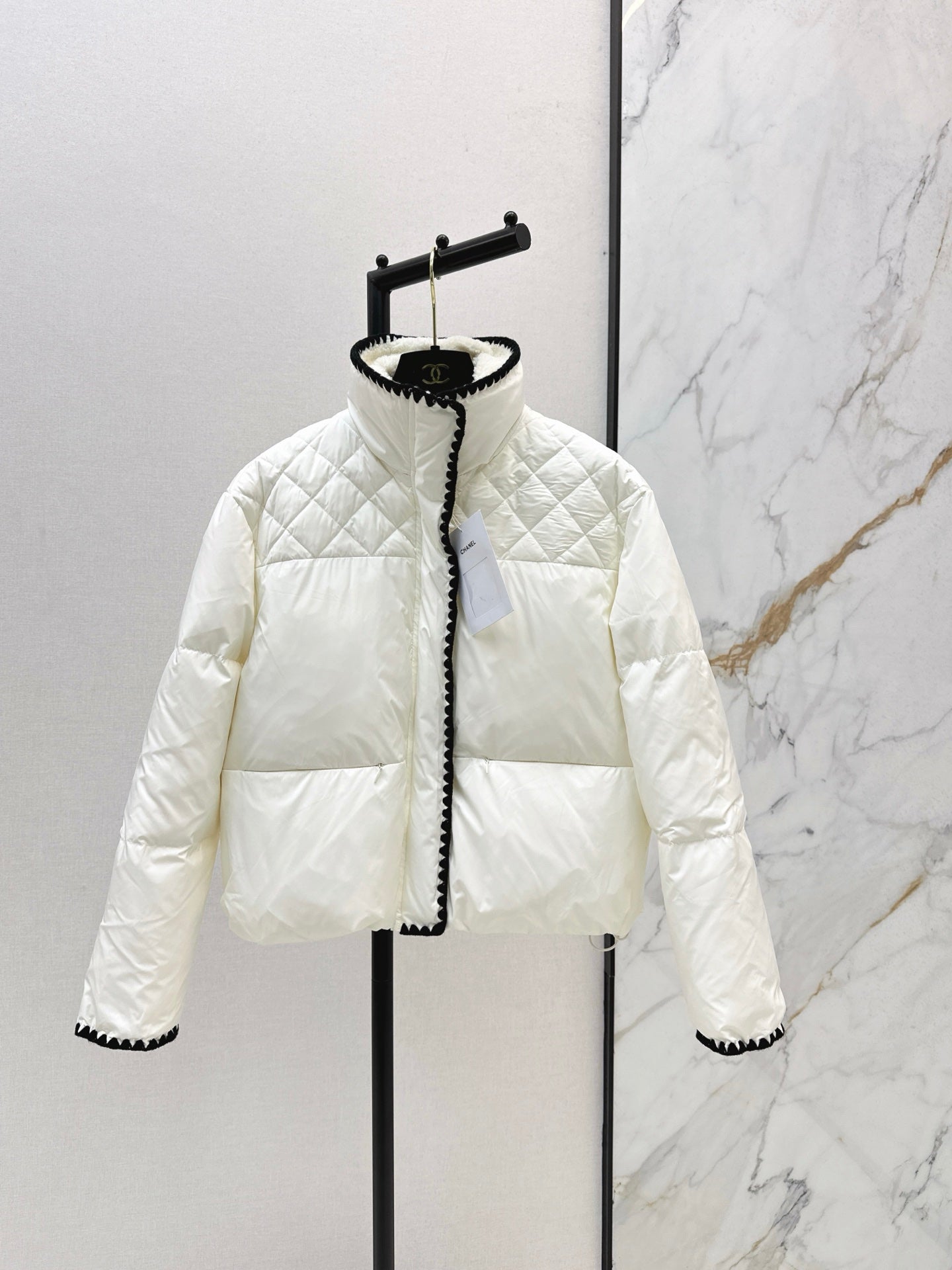 25fw new stand collar contrast color down jacket