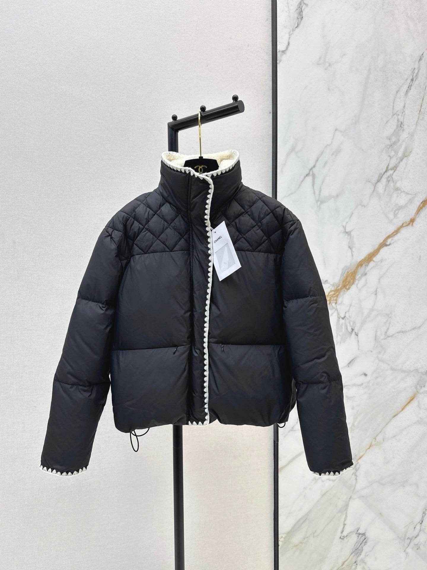 25fw new stand collar contrast color down jacket