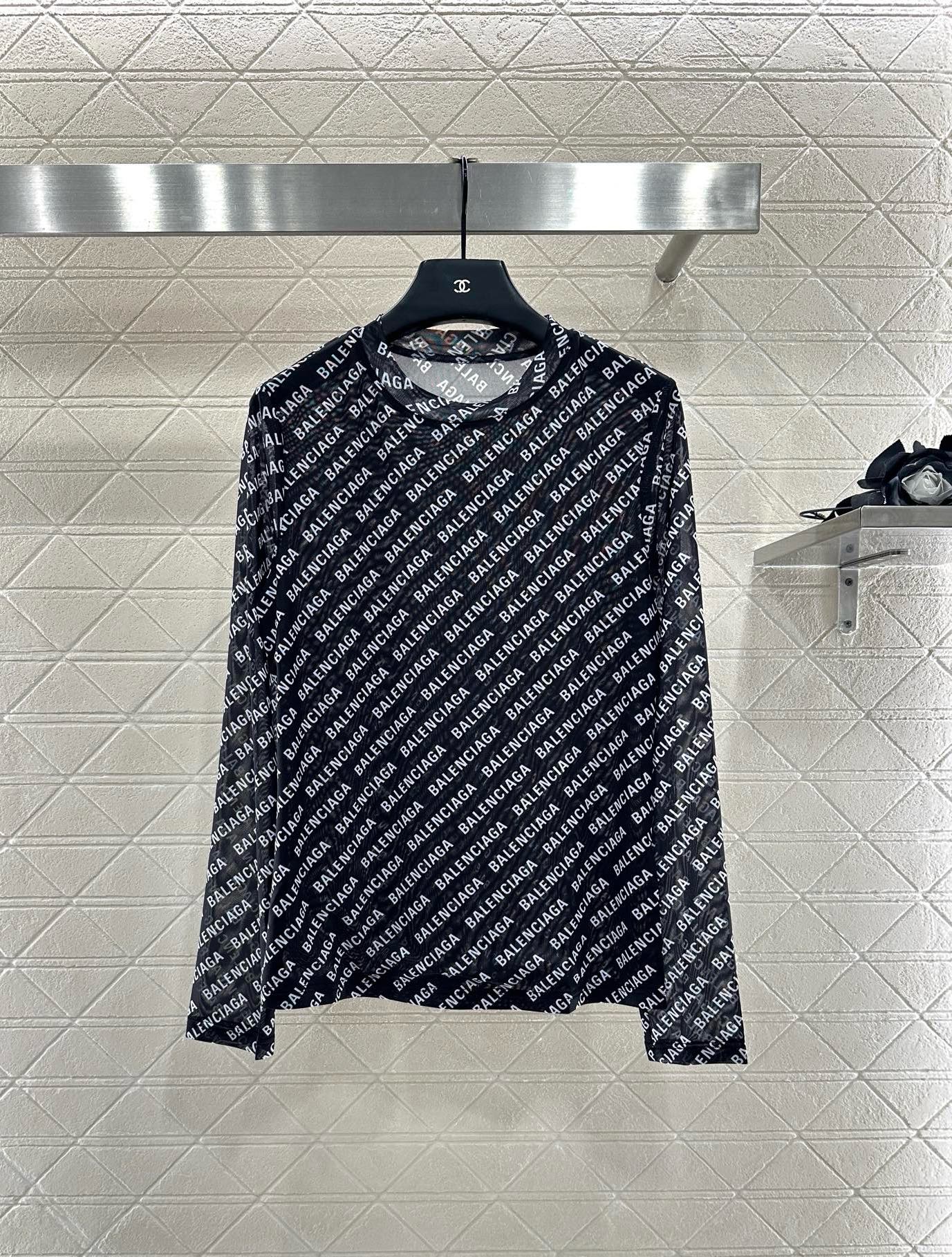 25fw new mesh round neck long sleeve