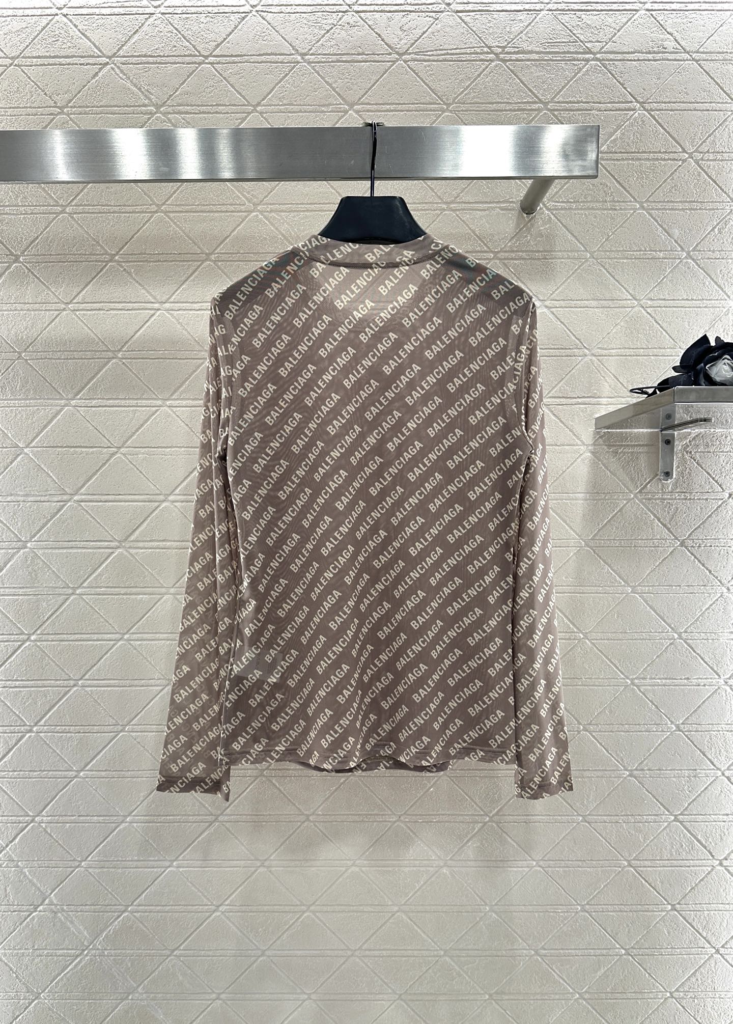 25fw new mesh round neck long sleeve