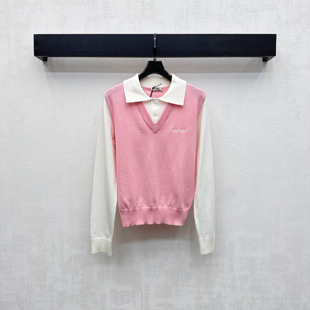 25fw new lapel stitching knitted long sleeves