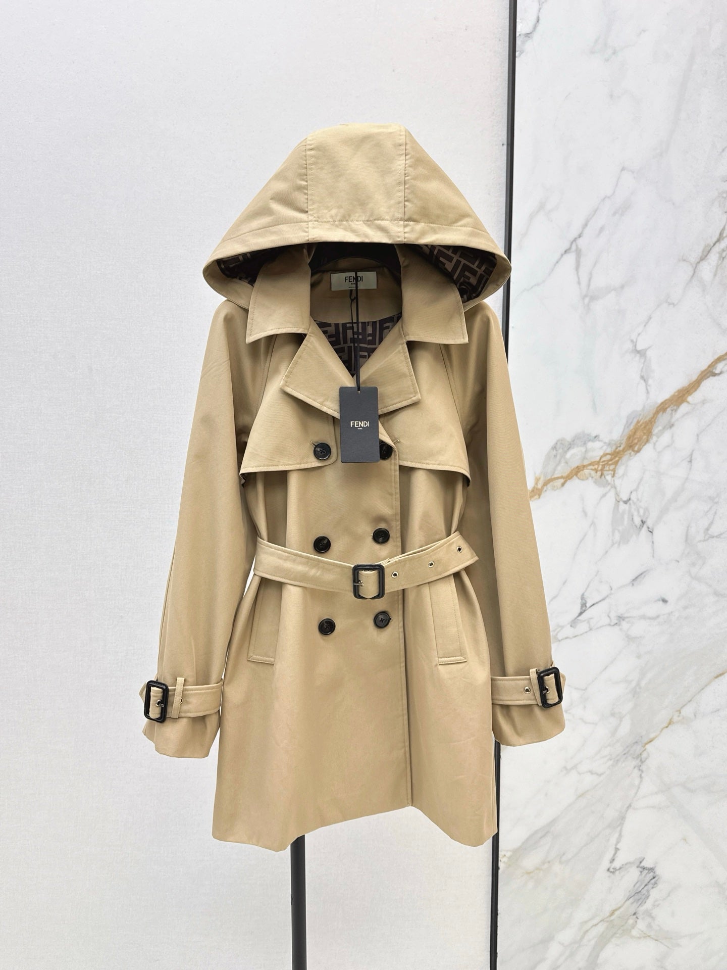 25fw new lapel belt windbreaker jacket