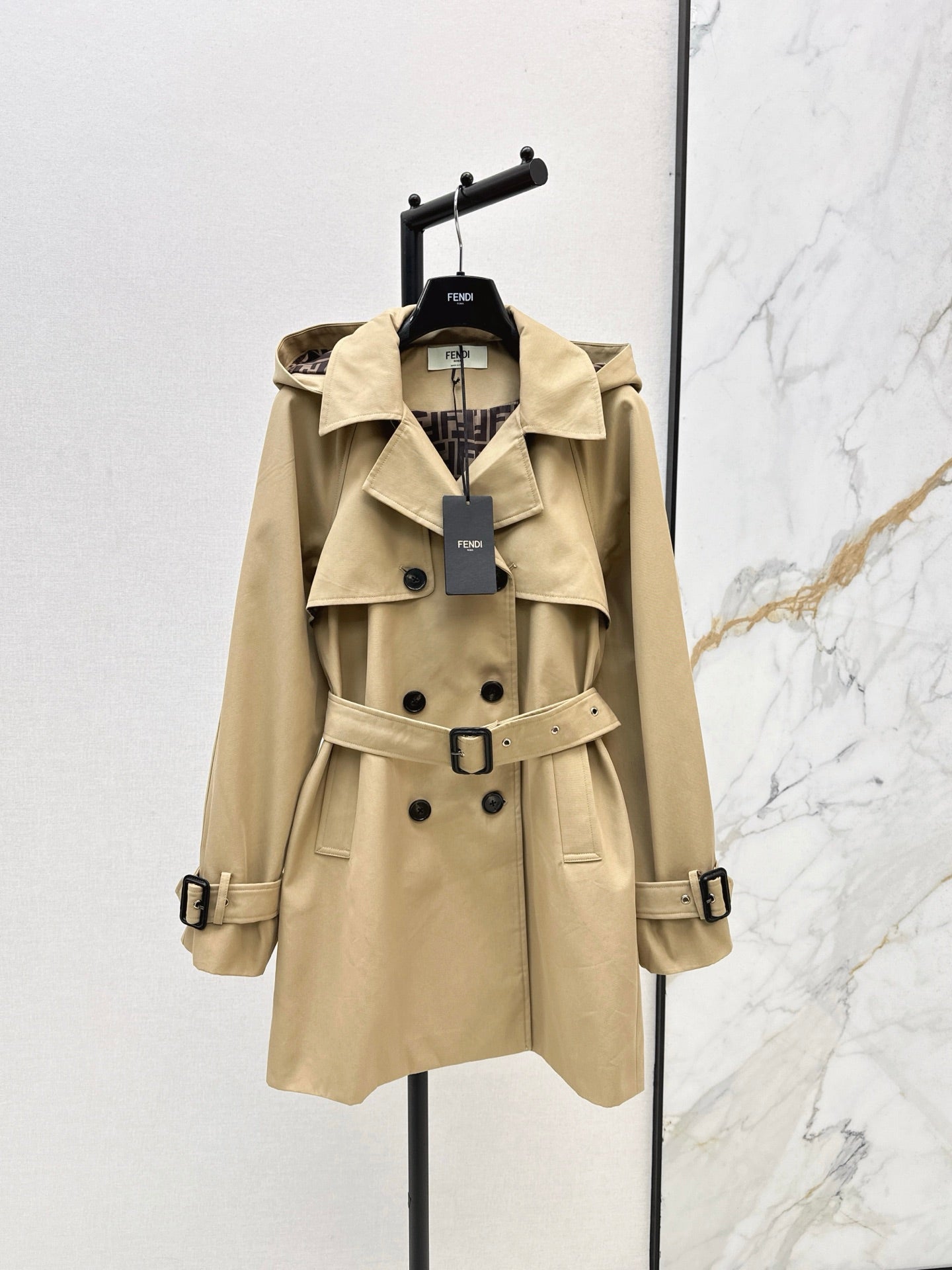 25fw new lapel belt windbreaker jacket