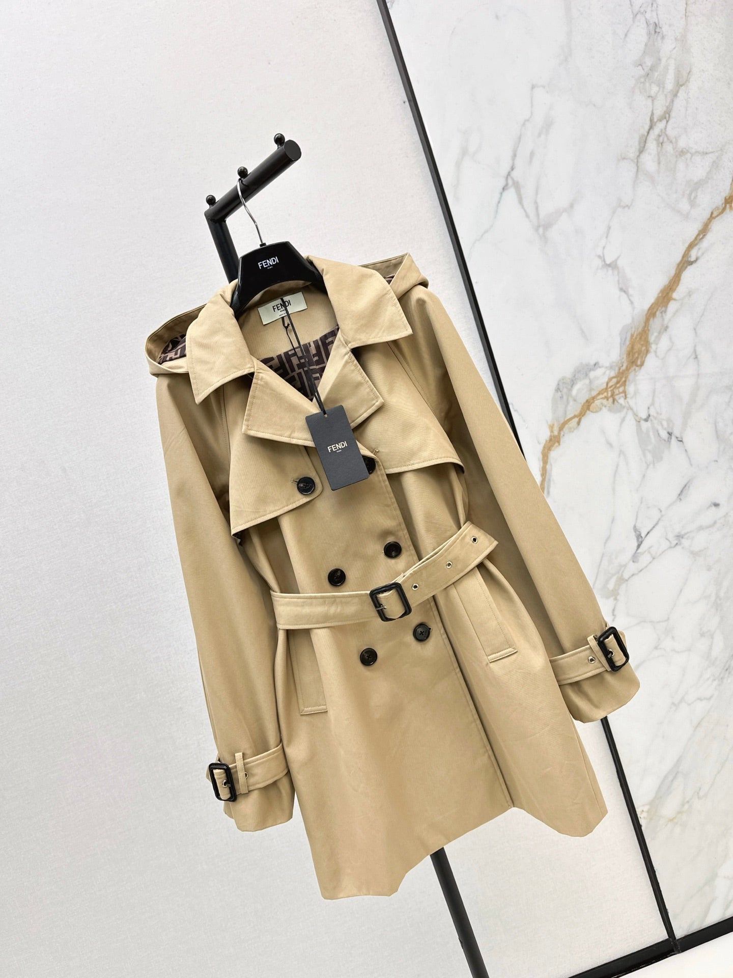 25fw new lapel belt windbreaker jacket