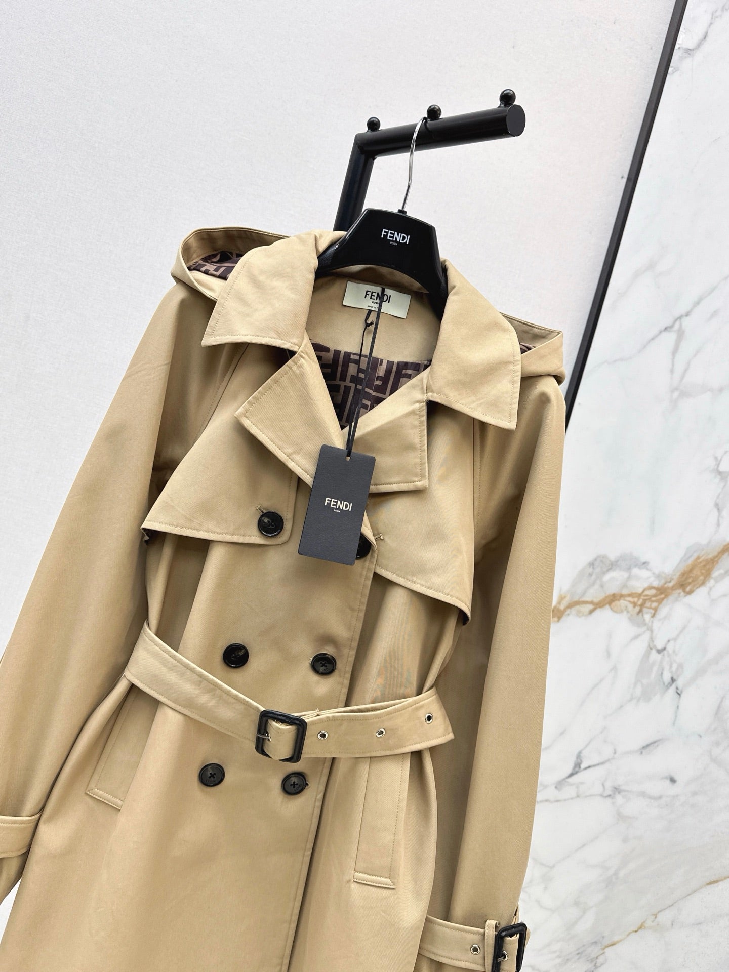 25fw new lapel belt windbreaker jacket