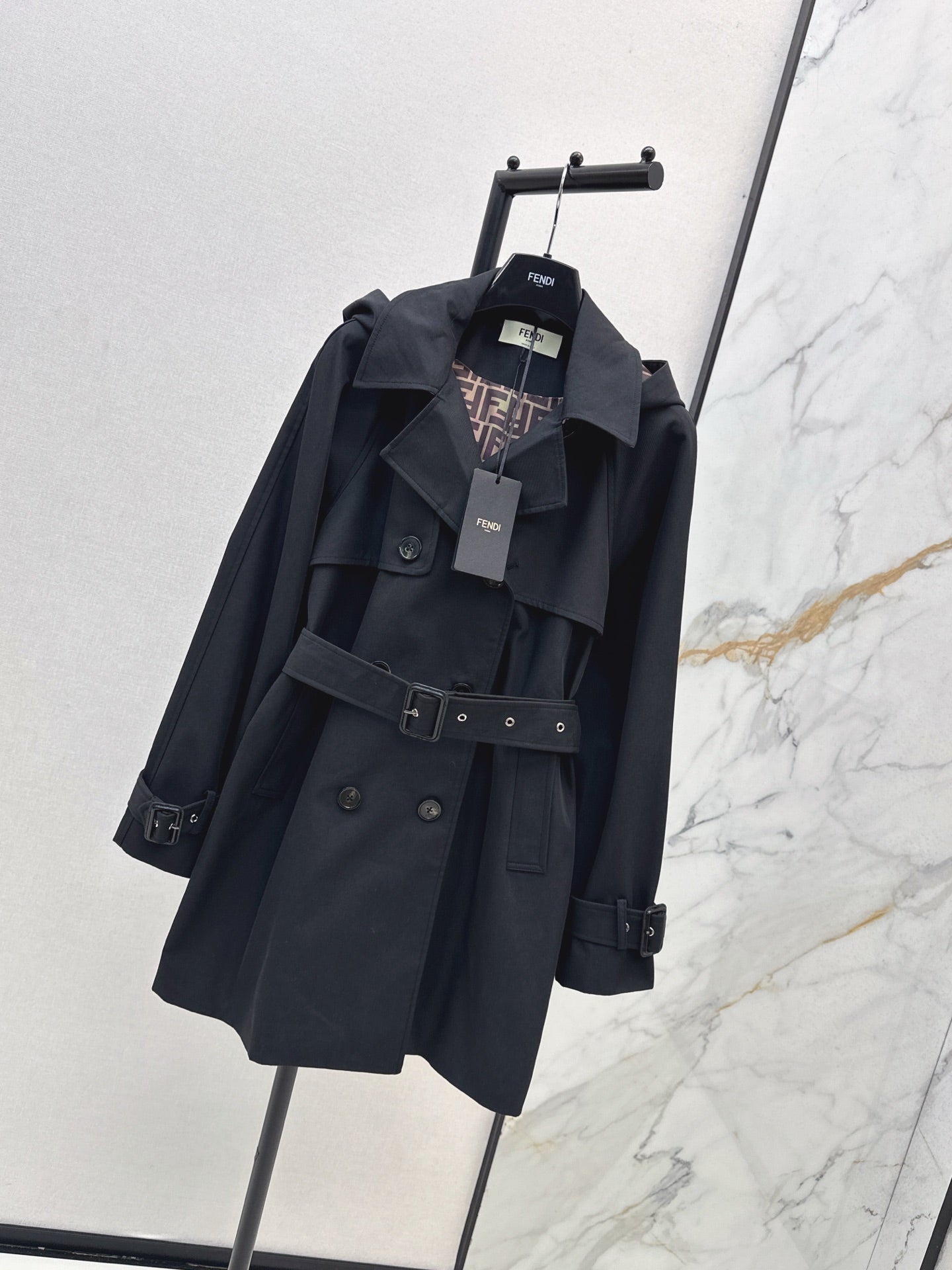 25fw new lapel belt windbreaker jacket