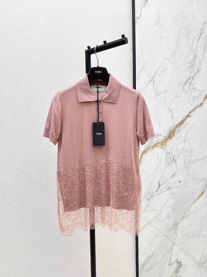 25 new lace lapel wool knitted polo