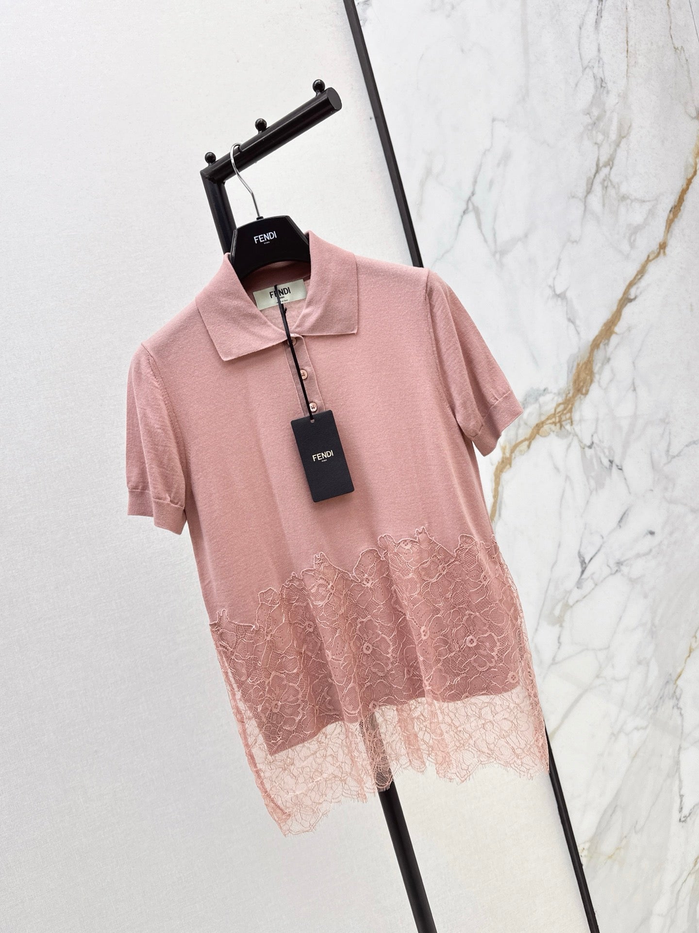 25 new lace lapel wool knitted polo