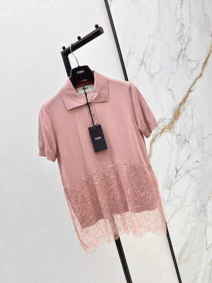 25 new lace lapel wool knitted polo